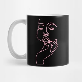 One Line Digital Art Black pink Mug